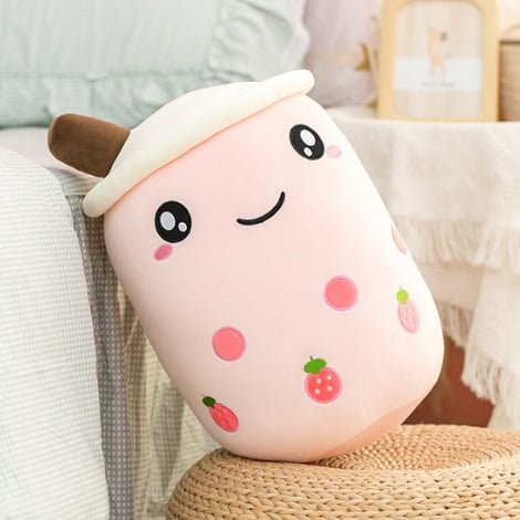 Plush Pink Bubble Tea Pillow #3 (P37)