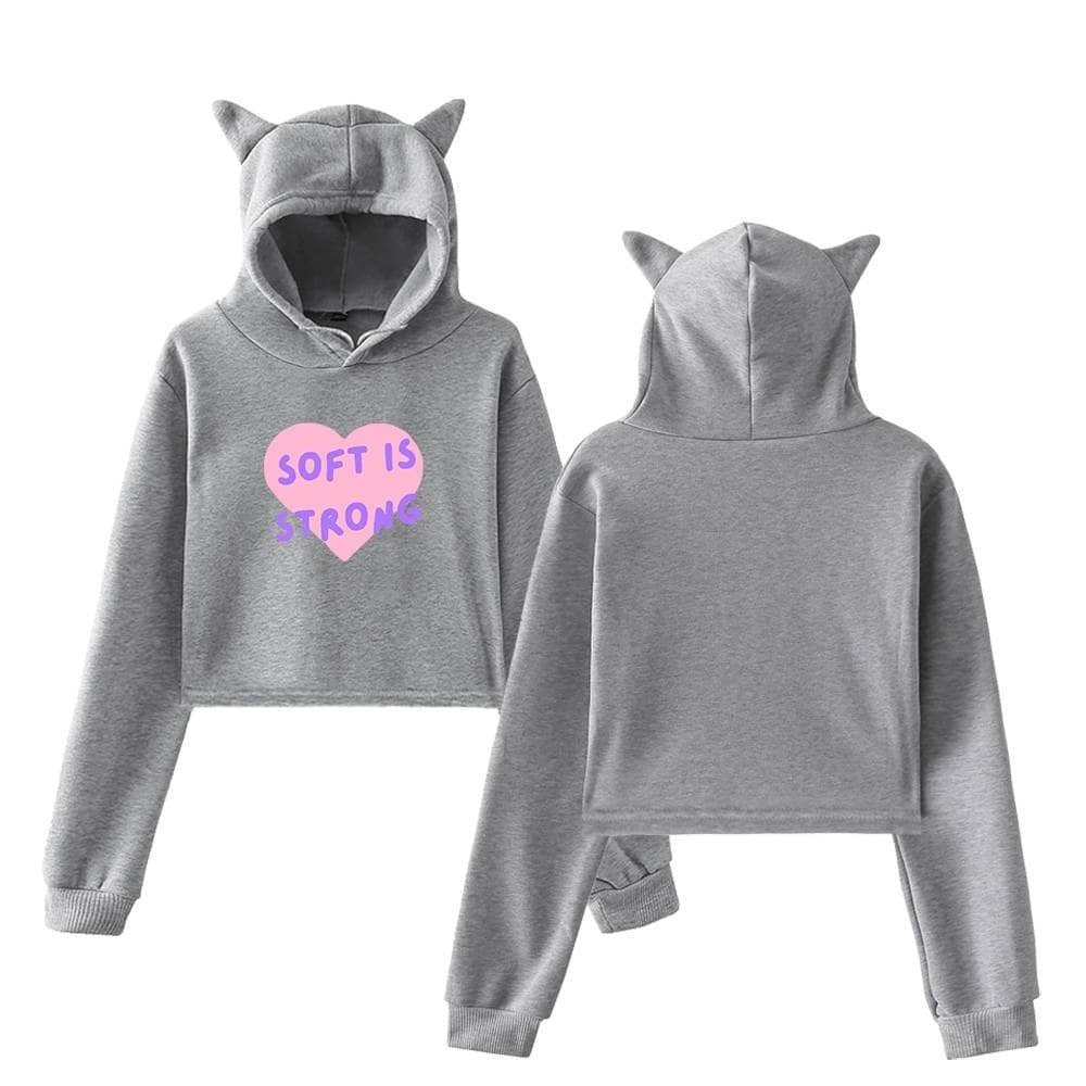 Soft is strong hoodie with cat ear hood, stylish and affordable, made of high-quality material for comfort and durability, perfect for casual wear and making a fun fashion statement.