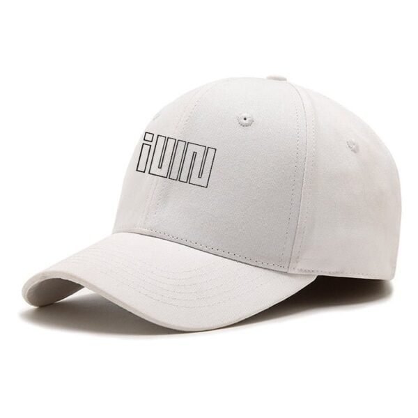 White high quality baseball cap with embroidered logo.