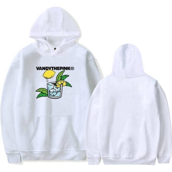 Vandythepink lemon and leaf graphic hoodie, white high-quality sweatshirt, affordable trendy fashion, perfect for casual wear and street style.