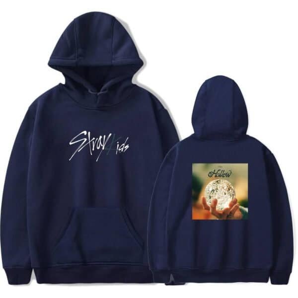 Hooded sweatshirt with graphic print, navy blue, affordable high-quality merch.