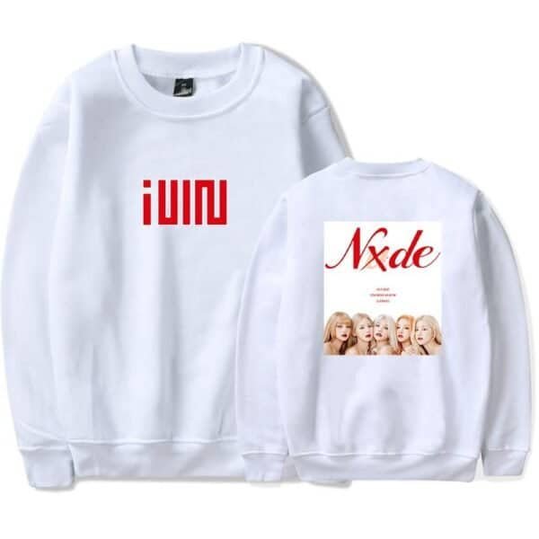 High quality white sweatshirts with bold red printed designs, perfect for affordable and stylish merch. Ideal for fans looking for cheap, good-quality apparel to showcase their favorite brands or groups.