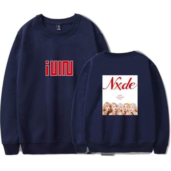 Iuni sweatshirt with Nxde album cover print on the back, stylish and affordable high-quality merch.