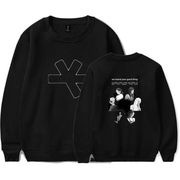 Black sweatshirt with unique graphic design, affordable price, high quality fabric, trendy style, perfect for casual wear and street fashion.
