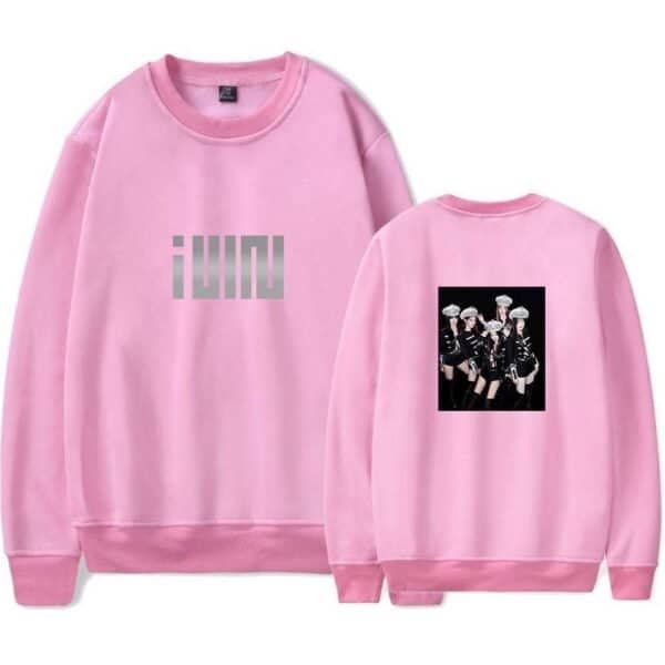 High-quality pink sweatshirt with stylish graphic designs for affordable prices. Perfect for casual wear, combining comfort and trendy fashion. Great for fans of streetwear and pop culture.