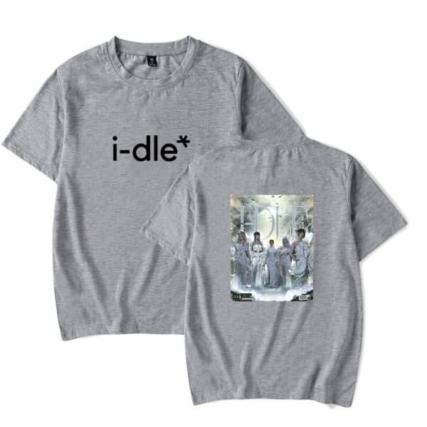 I-dle group concert t-shirt, unisex grey cotton, cheap high quality merch, fandom apparel, K-pop merchandise, online exclusive.