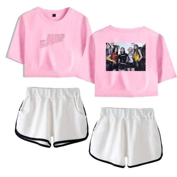 Pink graphic cropped t-shirt with stylish print, casual youth fashion, unisex summer top for teens and adults.
