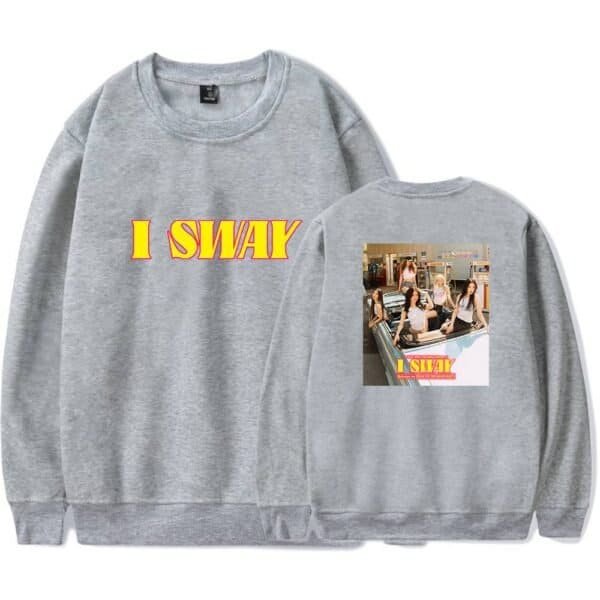 I SWAY sweatshirt with bold yellow and pink text, featuring a stylish design and vibrant print, perfect for casual wear and making a fashion statement.