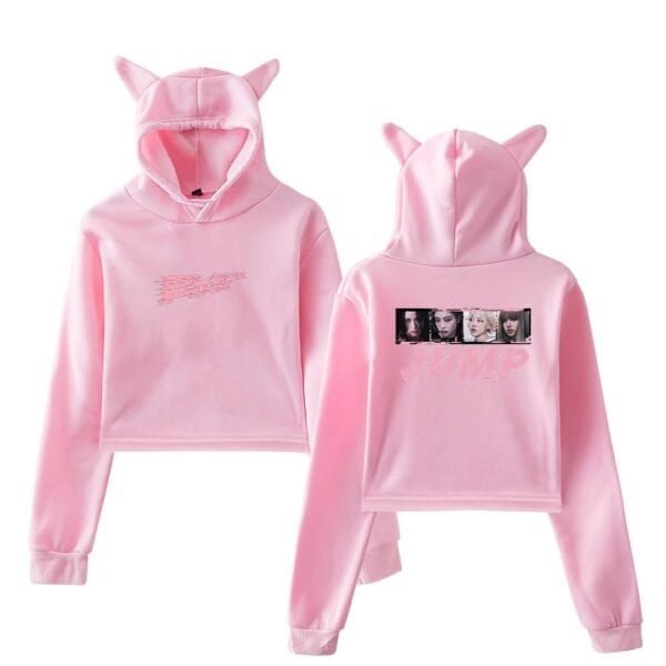 Cheap high quality merch, affordable yet stylish pink hoodie and sweatpants set featuring cute animal ears and trendy graphic print for a fashionable casual look, perfect for fans and streetwear enthusiasts.