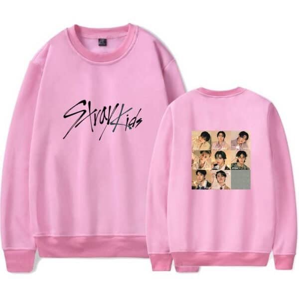 SturdyKids pink sweatshirt with graphic design, ideal for fans looking for affordable, high-quality merchandise featuring popular K-pop idols.