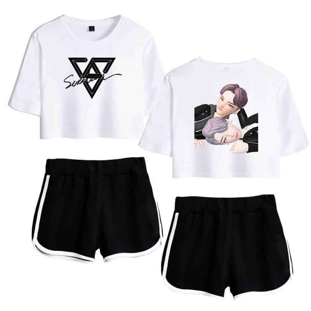 Comfy stylish graphic t-shirts and shorts set, affordable high-quality streetwear for women and teens, perfect for casual wear or sports, featuring bold designs and soft fabrics.