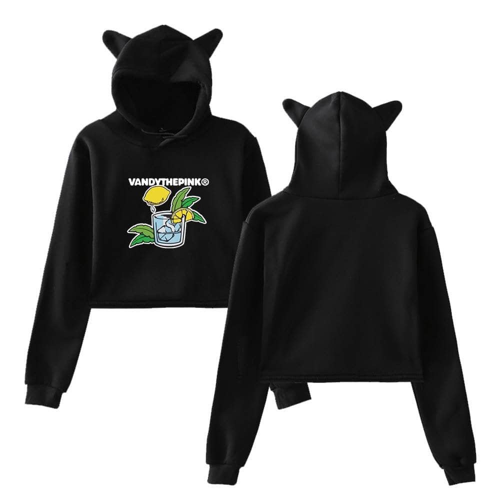 VANDYTHEPINK® black hoodies with lemon graphic, affordable high-quality merch, suitable for casual wear or street fashion.
