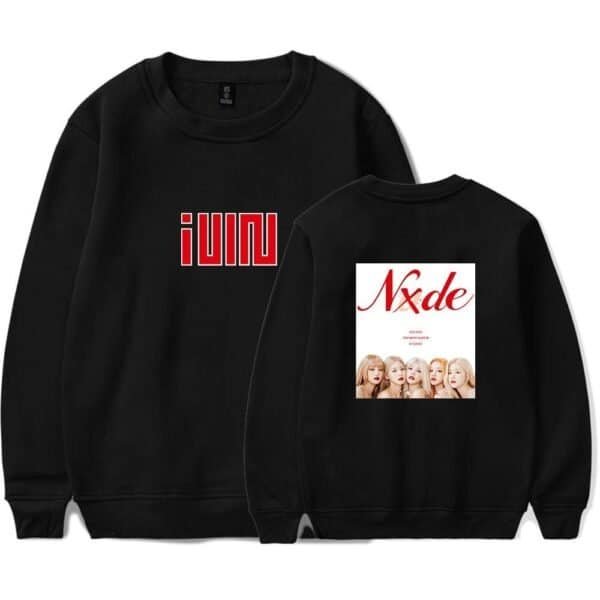 Soft black sweatshirts with bold red text and trendy graphic design, perfect for affordable, high-quality merch. Great for casual wear or fan merchandise collections.