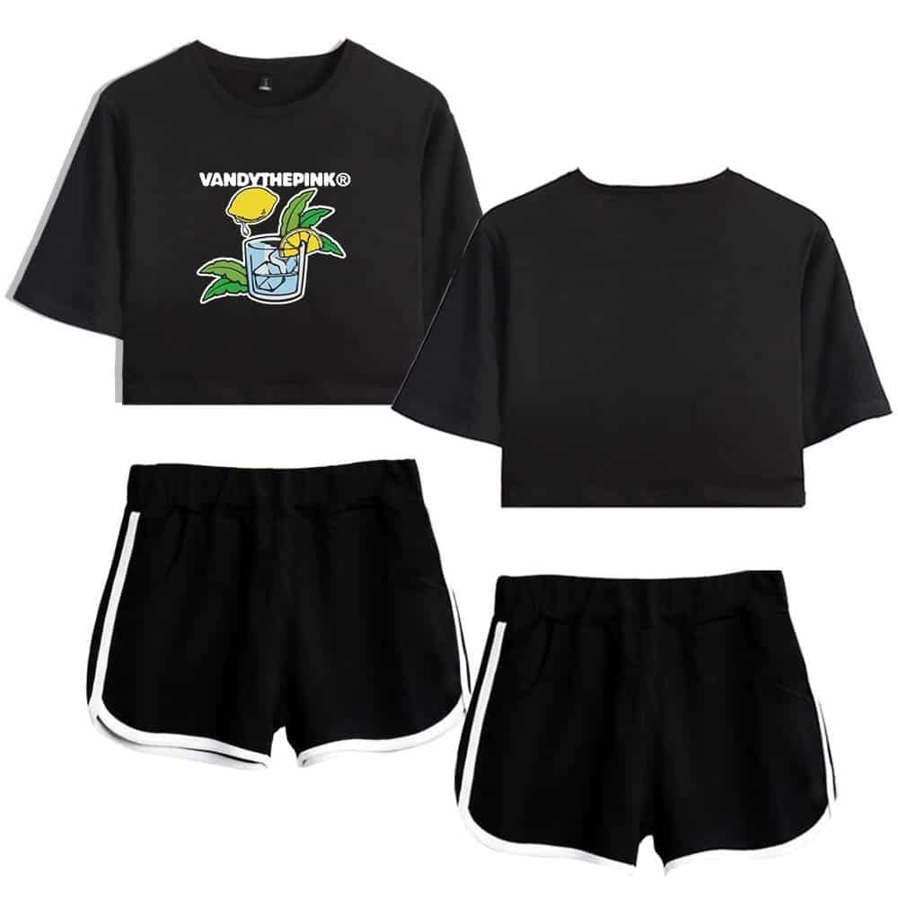 Vandy the Pink casual crop top and shorts set, perfect for a stylish and comfortable summer look, available at affordable prices with high-quality fabric.