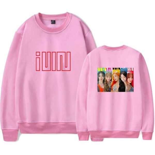 Jumma pink sweatshirt with graphic design.