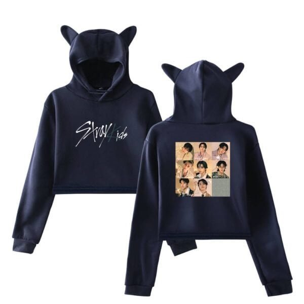 Comfy kids hoodie with cat ear hood, black color, stylish & affordable.