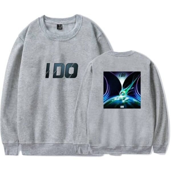 ID0 sweatshirt featuring futuristic graphic design and affordable high-quality fabric, perfect for fans of sci-fi-inspired merch. The front displays "ID0," while the back showcases an abstract, cosmic-themed artwork.