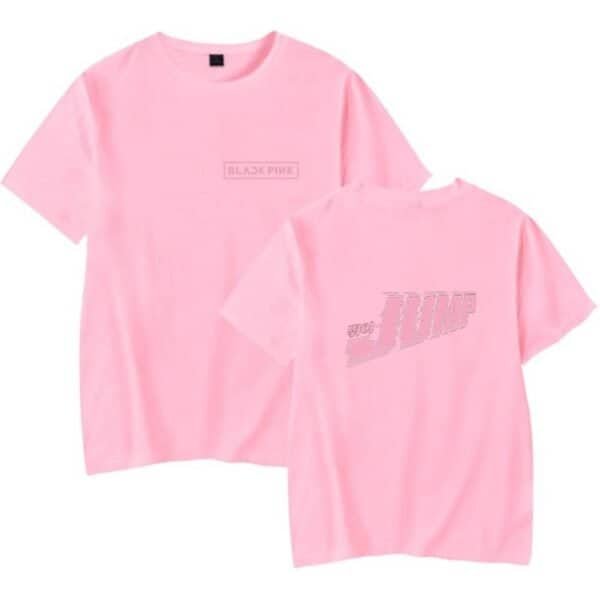 Blackpink pink tee shirt with minimalist design, affordable high-quality merchandise, casual and trendy fashion for fans of the K-pop group.