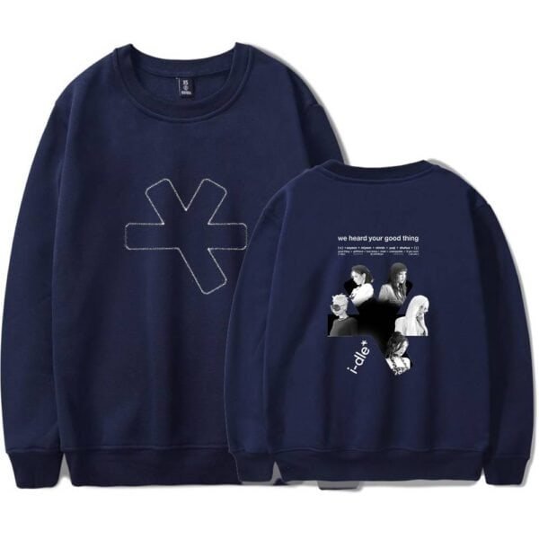 Comfortable navy blue sweatshirts with trendy design, affordable high-quality merch for casual wear or fans. Perfect for stylish, budget-friendly wardrobe essentials.