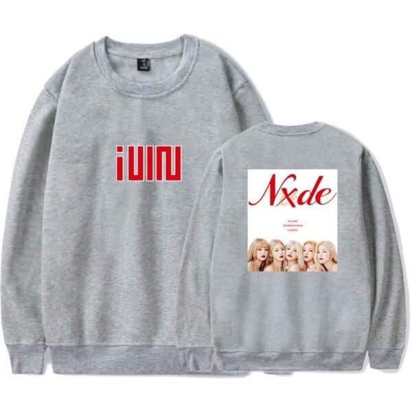Iwin sweatshirt with Nxde graphic print on the back, stylish and affordable merchandise design.