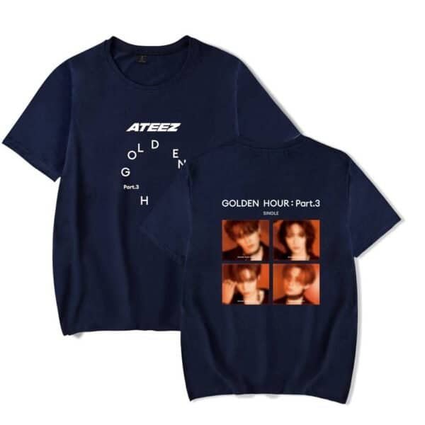 ATEEZ Golden Hour Part 3 T-shirt, featuring album artwork and modern design, affordable high-quality merchandise for fans.