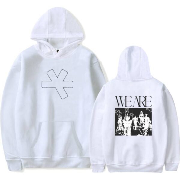 Cheap high quality merch white hoodie with minimalistic and graphic designs, perfect for stylish and affordable fashion.