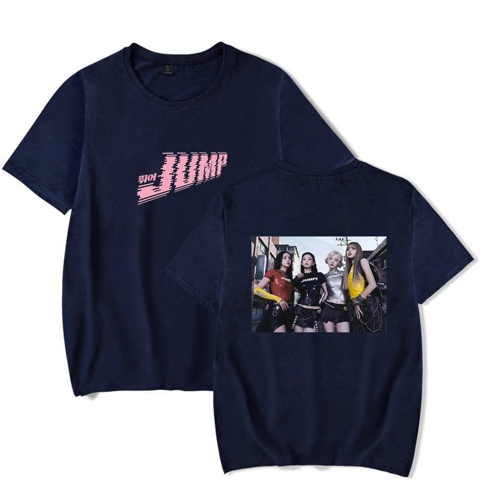 DNP Jump graphic t-shirts featuring stylish, affordable, high-quality merchandise inspired by a popular girl group, perfect for fans looking for trendy and budget-friendly apparel.