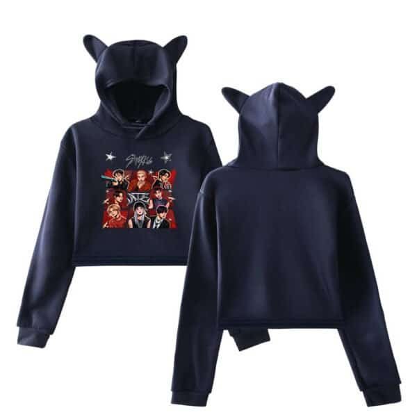Affordable high-quality girls' hoodie set featuring a stylish cartoon design and adorable cat ear hood. Perfect for casual wear and cozy comfort. Great value and trendy style for fans of cute, sporty apparel.