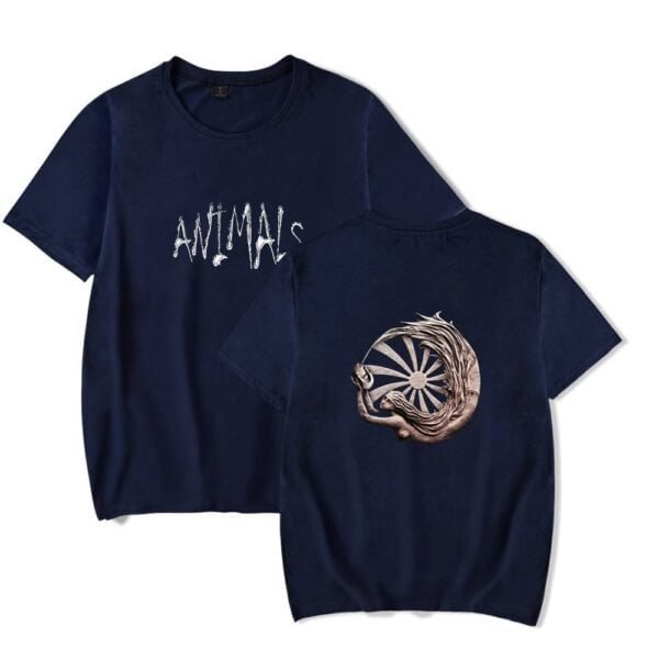 Soft navy T-shirts with artistic animal-themed graphic prints, perfect for budget-friendly, high-quality merchandise.