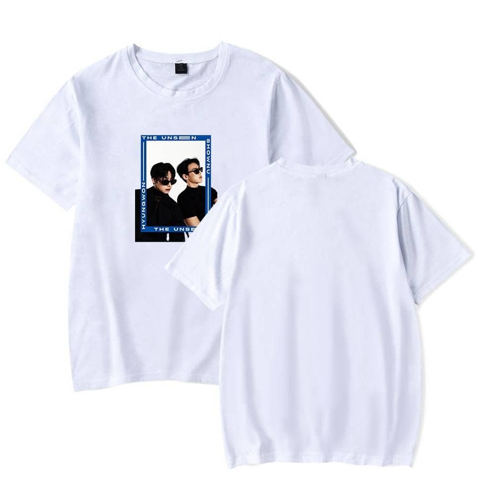 High-quality white T-shirt with a trendy printed graphic of two stylish individuals, perfect for casual wear or fans of streetwear fashion. Affordable price point with durable fabric.