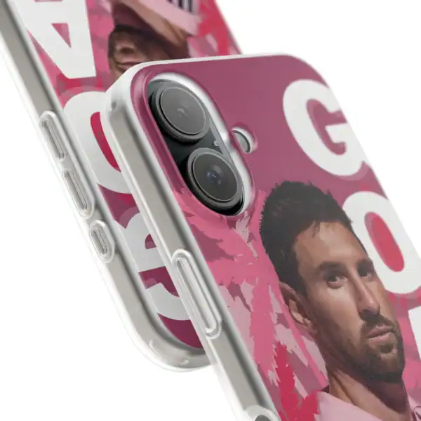 Vibrant pink phone case with a celebrity print, offering affordable and high-quality merchandise for fans. Unique design featuring a high-resolution image, perfect for style and protection.