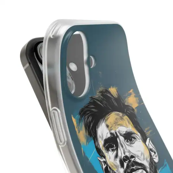 Brightly colored phone case featuring a detailed artistic portrait of a man with expressive facial features, available at an affordable price without compromising quality.