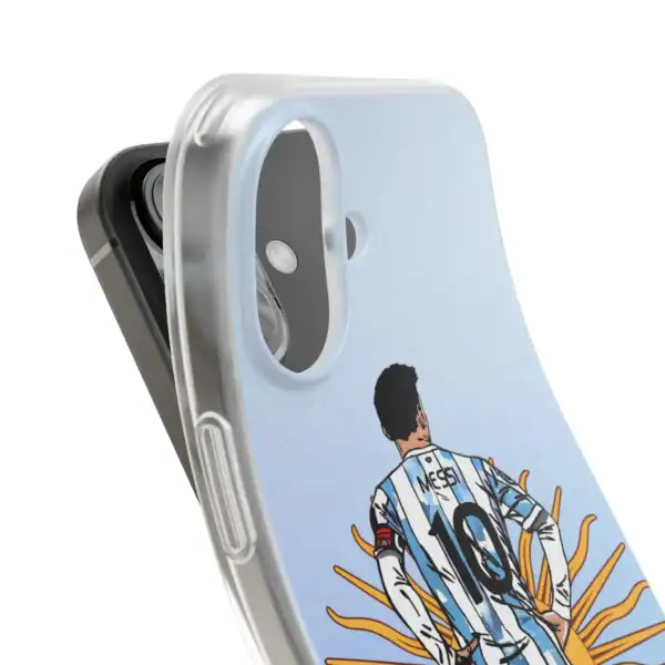 High-quality phone case featuring a Messi graphic design, affordable pricing, and durable material for everyday use. Perfect for sports fans and collectors alike.