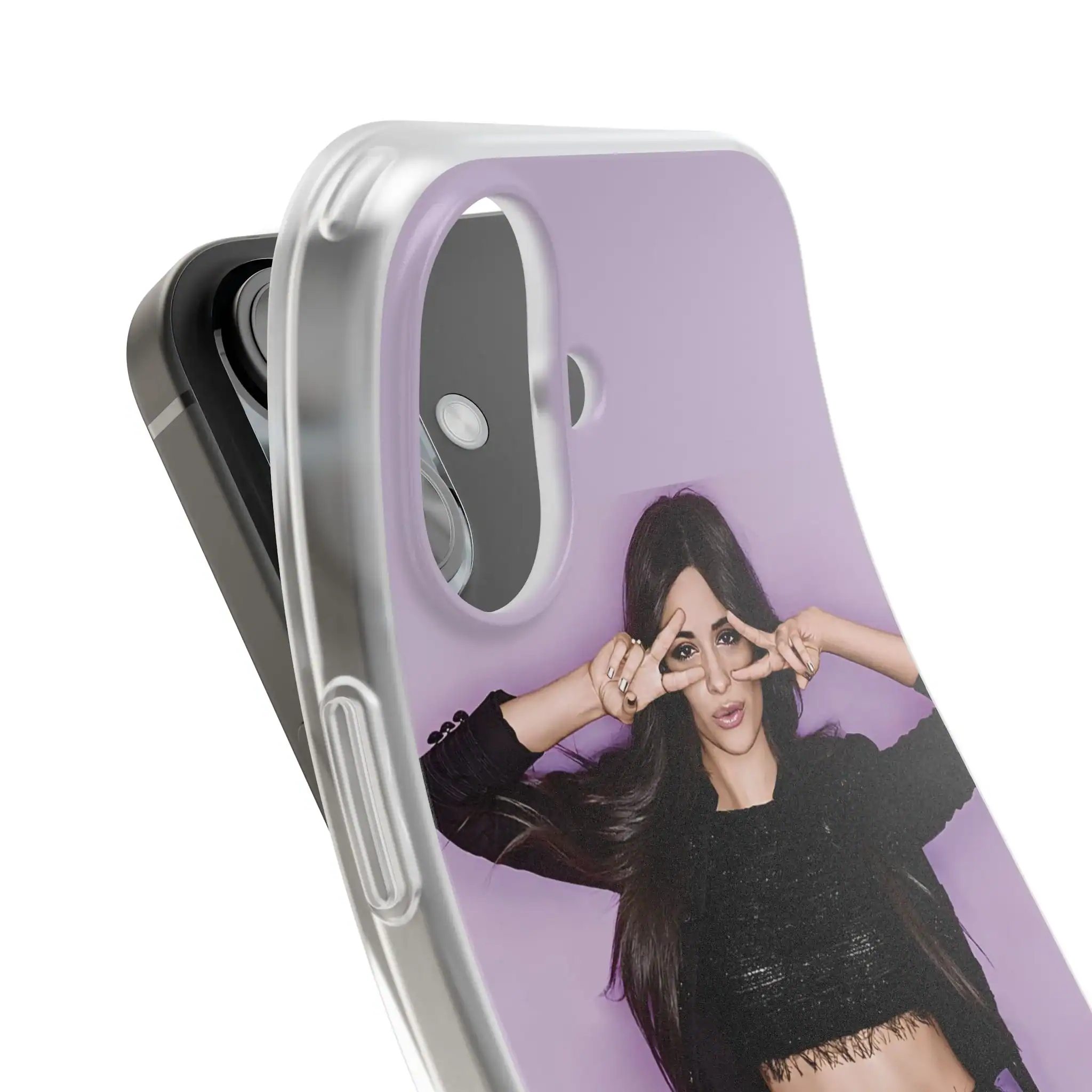 Stylish custom phone case featuring a vibrant photo of a woman posing, made from affordable and durable high-quality materials for everyday use.