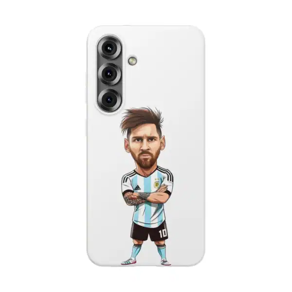 High quality smartphone case with caricature of a male soccer player wearing Argentina jersey.