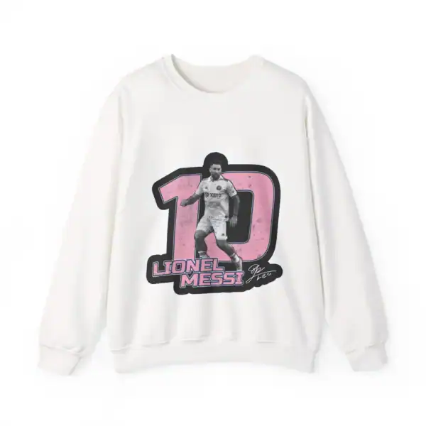 Lionel Messi sweatshirt with a vintage-style print. Affordable, high-quality clothing featuring popular sports icons for fans and trendsetters. Perfect for jersey lovers and streetwear enthusiasts.