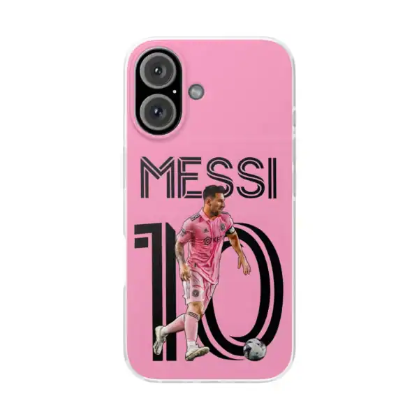 Messy high quality merchandise phone case with soccer player graphic and personalized design for fans and collectors.