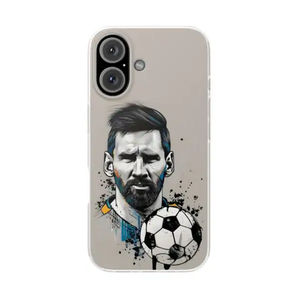 Bold illustration of a soccer player with a football, trendy and affordable high-quality merchandise, perfect for sports fans and collectibles.