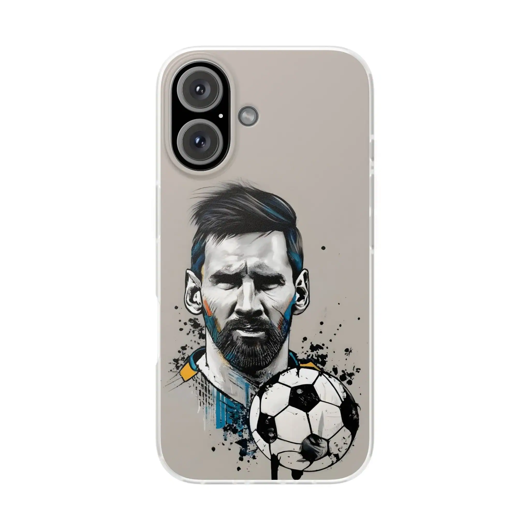 Bold illustration of a soccer player with a football, trendy and affordable high-quality merchandise, perfect for sports fans and collectibles.