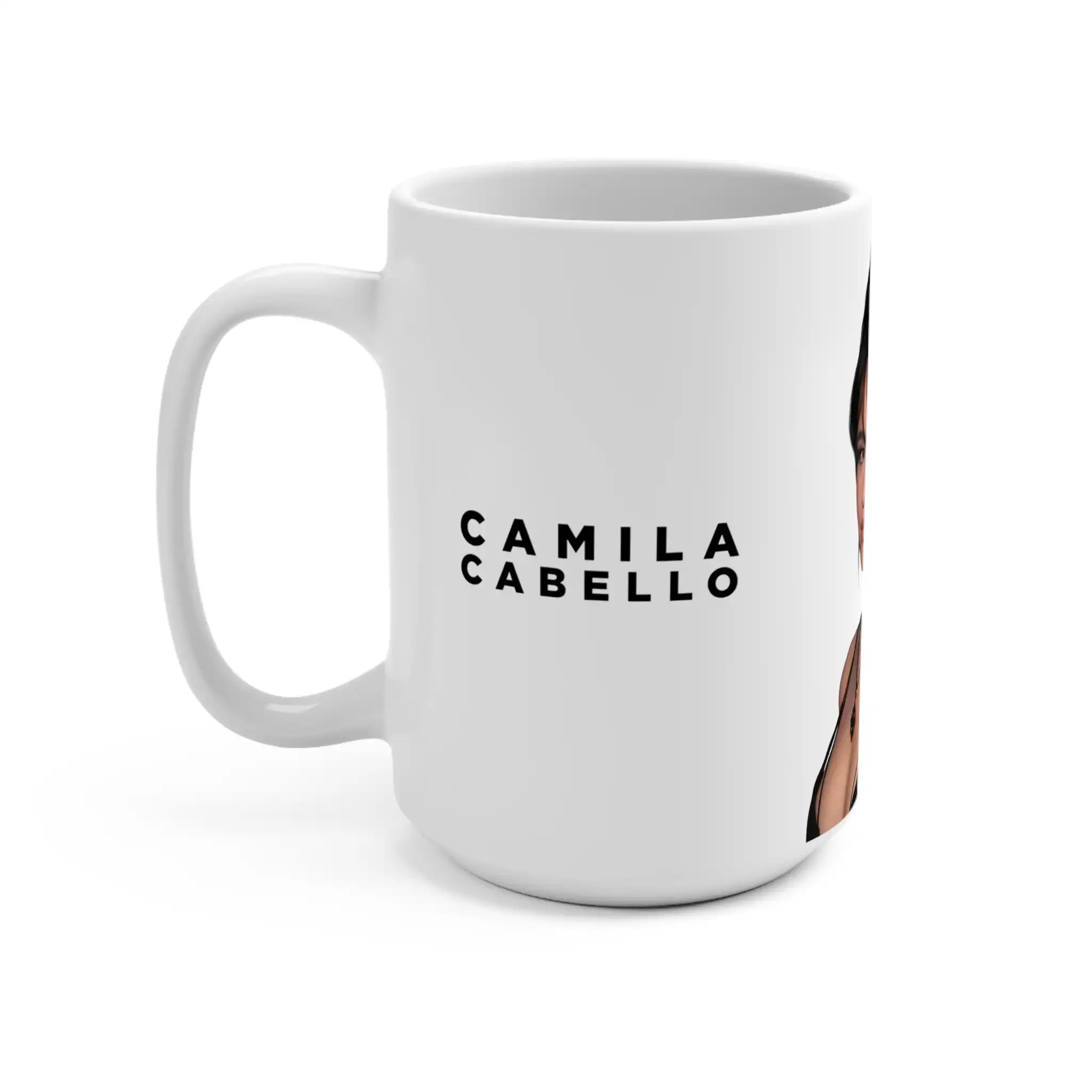 Camila Cabello mug with high quality print, affordable price, and stylish design. Perfect for fans, making a great gift or personal statement. Durable and vibrant for everyday use.