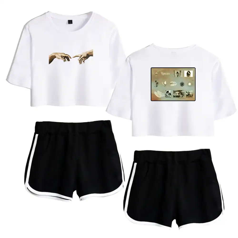 Custom graphic t-shirts and sporty shorts set, affordable high quality merch for casual wear and street style, perfect for budget-friendly fashion and trendy outfits, great for fans and fashion enthusiasts alike.