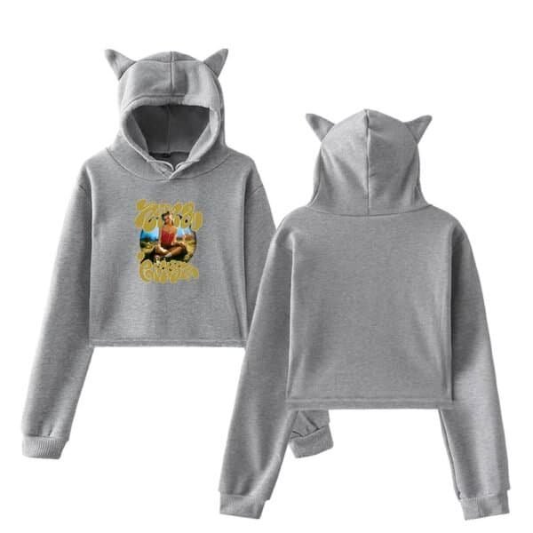 Comfy grey hoodie and sweatpants set with cute cat ear hood, affordable high-quality casual loungewear, perfect for cozy looks and streetwear fashion.