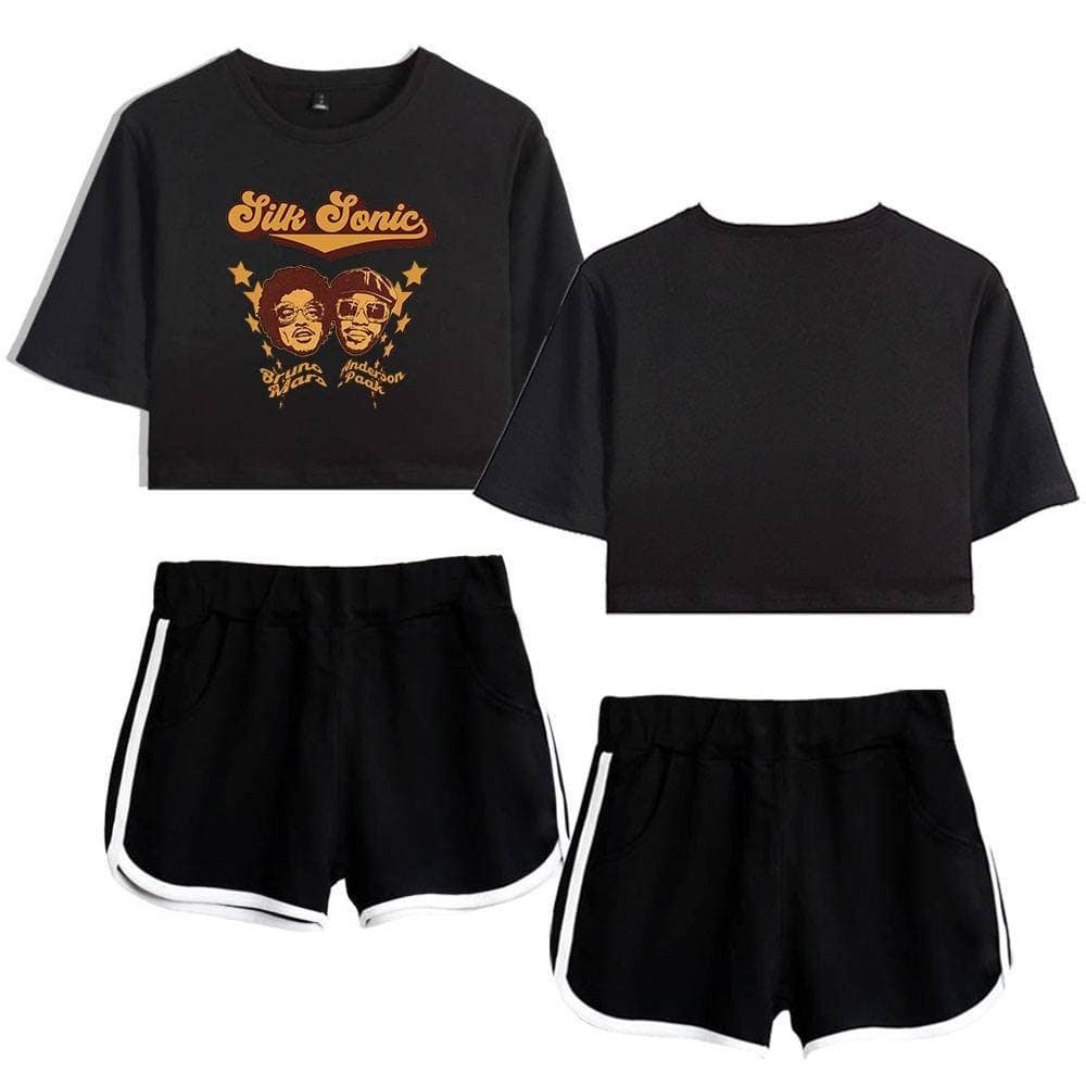 Casual black t-shirt and shorts set, budget-friendly high-quality merchandise, perfect for comfortable summer wear, featuring stylish designs and affordable prices for trendy everyday outfits.