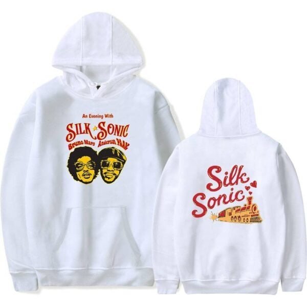 Silk sonic hoodie with retro-inspired graphics and vibrant colors for a stylish, affordable, and high-quality casual wear option.