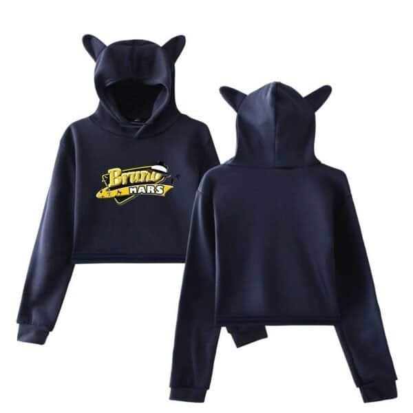 Bruno Mars hoodie with cat ears, stylish and affordable high-quality merch, perfect for fans or casual wear.
