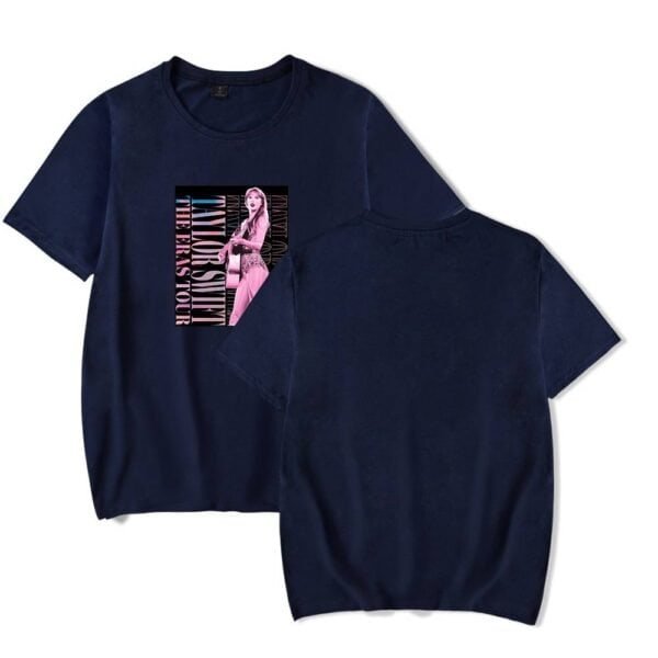 Black t-shirt with a pink graphic print of a woman and bold text, casual wear, affordable and stylish merch.