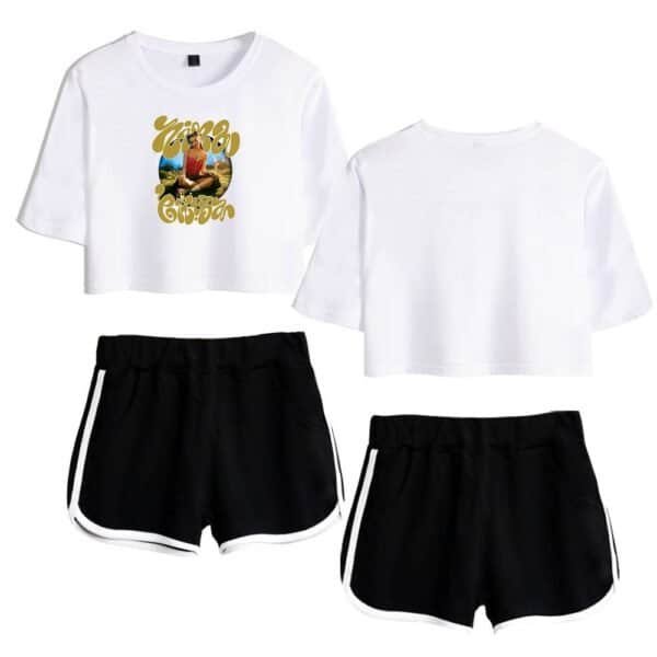 Y2k aesthetic casual outfit featuring a graphic crop top and shorts, perfect for trendy, affordable streetwear styles. High-quality, budget-friendly merchandise for young fashion enthusiasts.