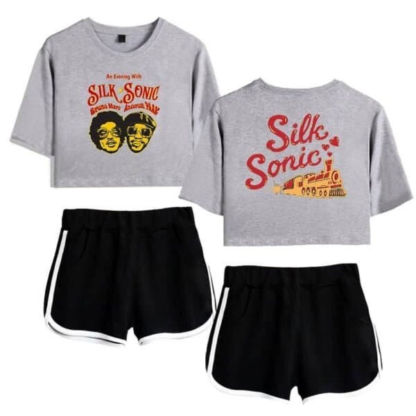Silk sonic concert t-shirts with graphic print, casual and affordable attire, perfect for music fans and concerts, high-quality cotton, comfortable fit, and vibrant designs.