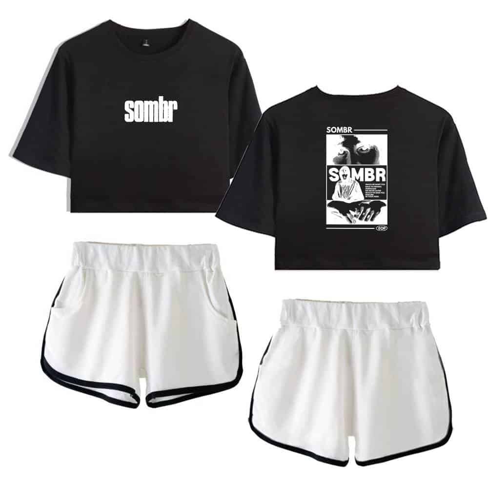 Sneakers and shorts set, high quality casual apparel, affordable streetwear for athletes, trendy sportswear combo, comfortable black and white athletic fashion.