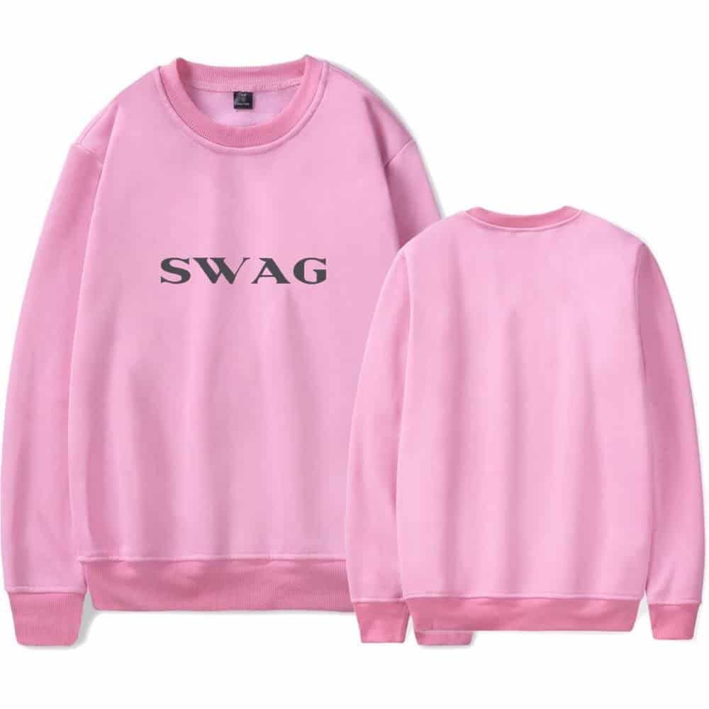 Affordable high-quality pink sweatshirt with "SWAG" printed on front, casual streetwear style.